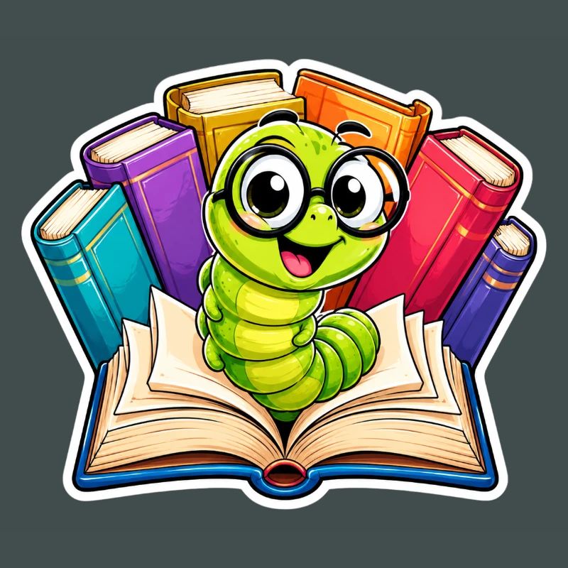 Fröhlicher Bücherwurm