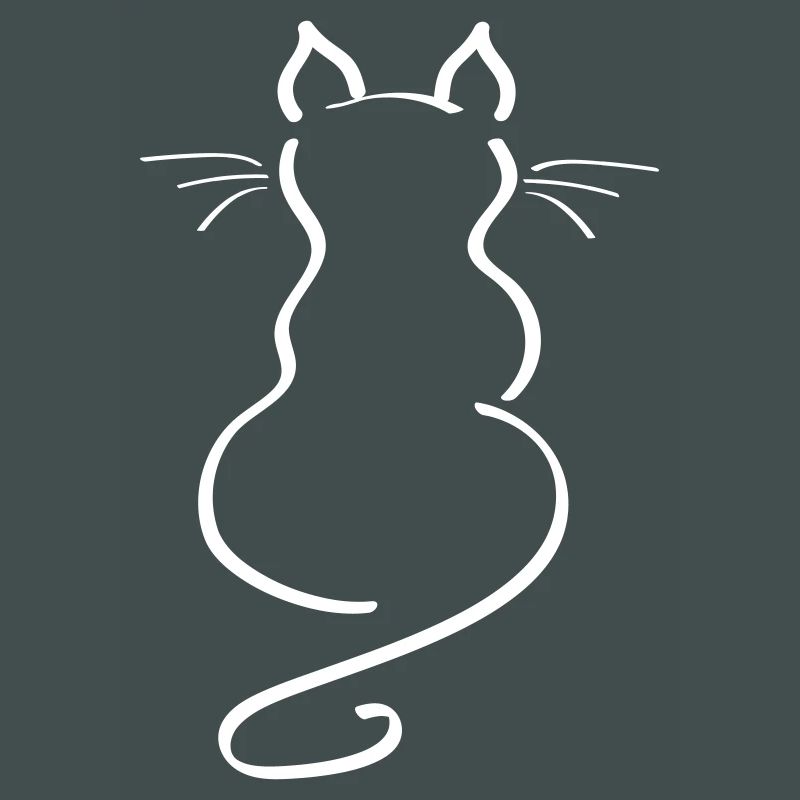 Cat Minimalist Line Back Plain Thick
