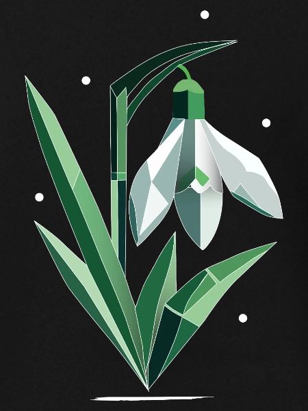 Delicate Polygonal Snowdrop Illustration