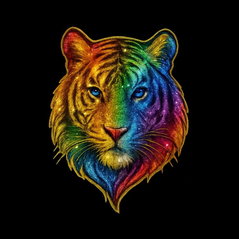 Rainbow Tiger Head