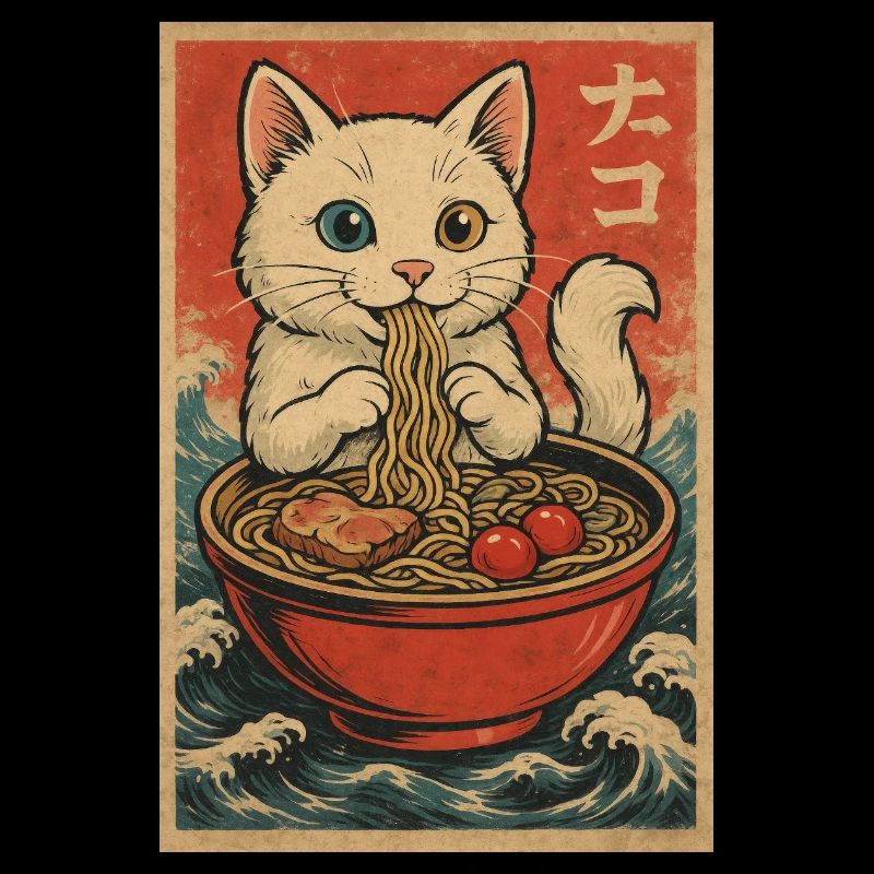 Cat Frames Ukiyo-E Retro