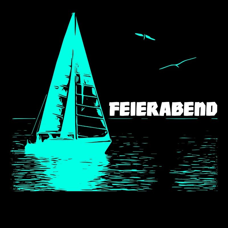 Feierabend Segelboot und 2 Möwen