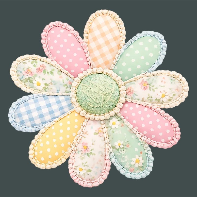 Bunte Blume Patchwork Vintage Cottagecore Design