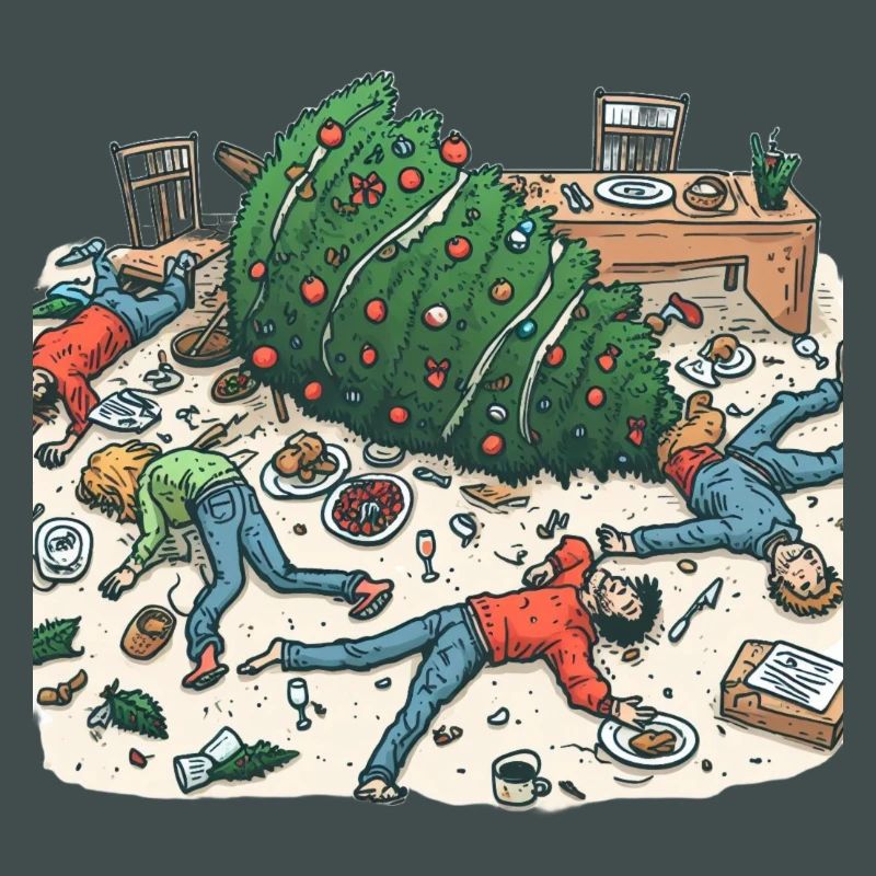 Exuberant Christmas tree party