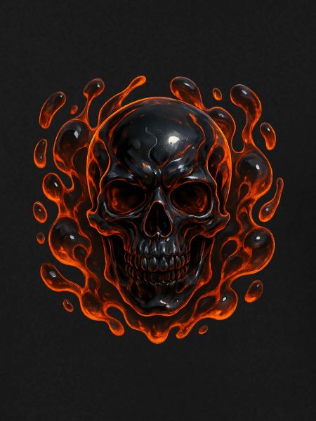 Flaming skull