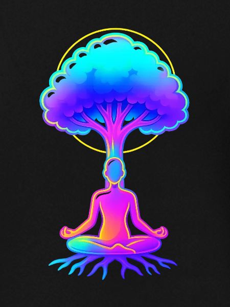 Neonbaum der Meditation