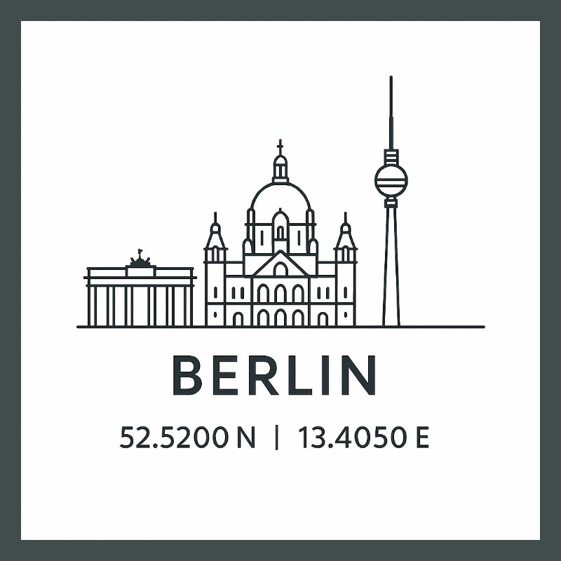 Berlin Line Art Silhouette Point de repère