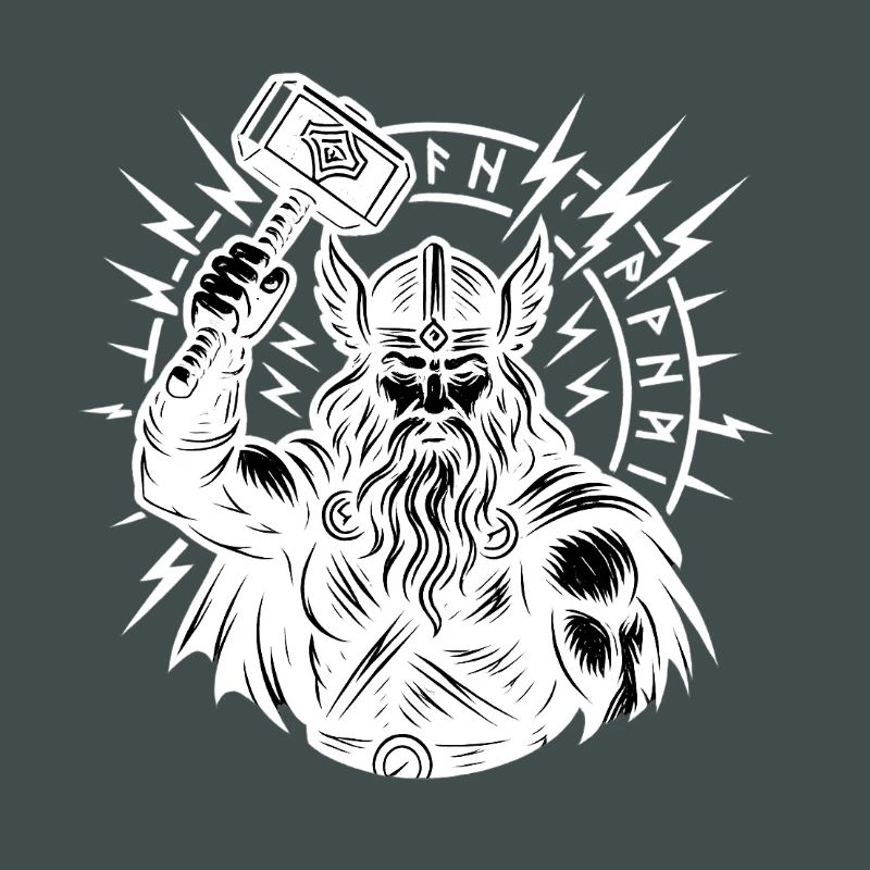 Odin mit Thorhammer Blitz Runenkreis Mjölnir