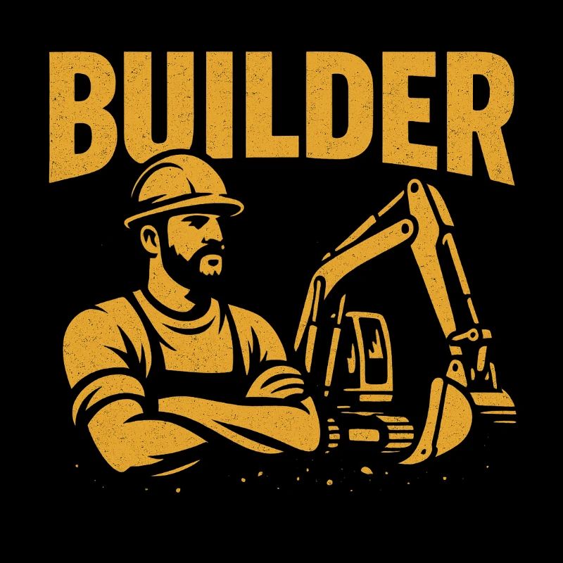 Construction worker kraft yellow on black