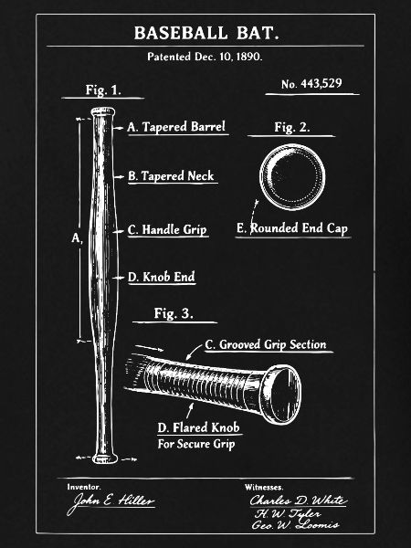 Baseball Bat Patent Blueprint