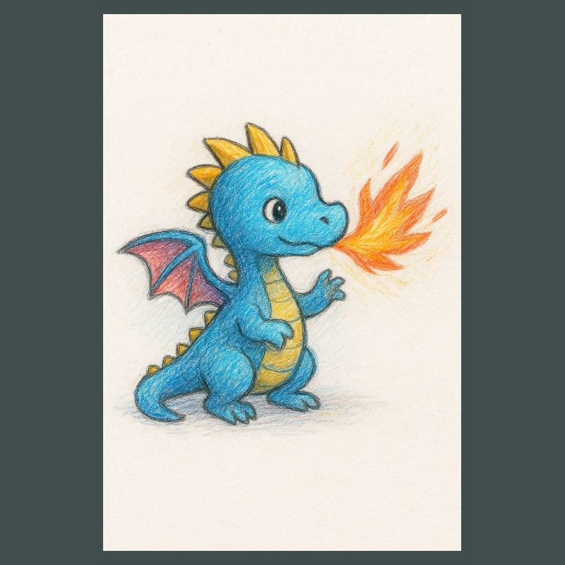Blauer Drachenfunke Atemfeuer
