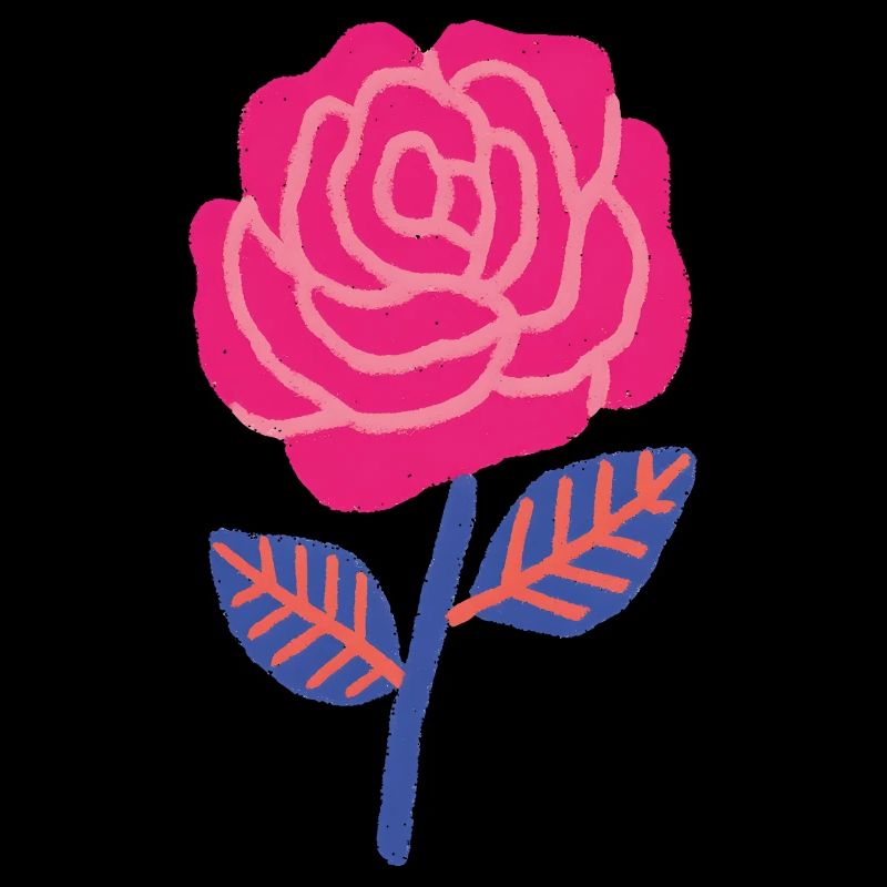 Rubinrose mit blauen Blättern