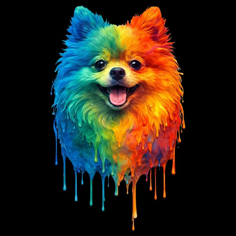 Pomeranian in bright colours