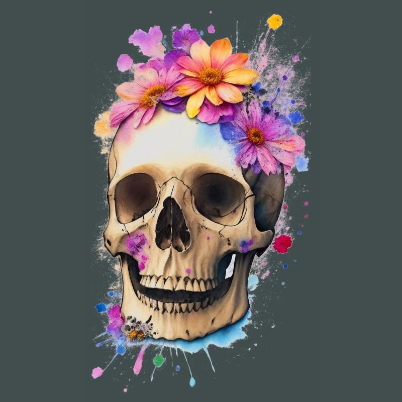 Schädel mit Blumen