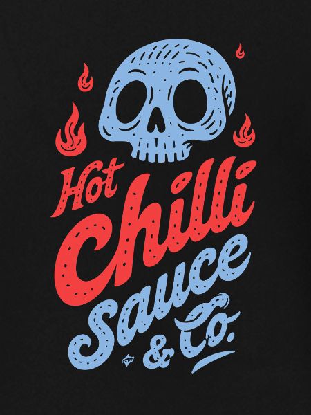 Blauer Totenkopf Chili-Sauce Design