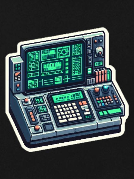 Retro Computer Console Neon