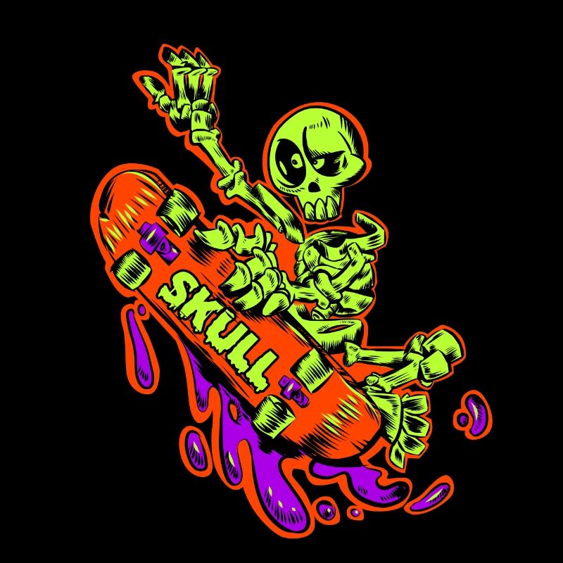 Skelett Skate Neon Power