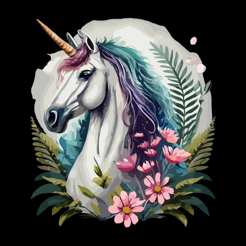 Wunderschönes Einhorn mit Blumen