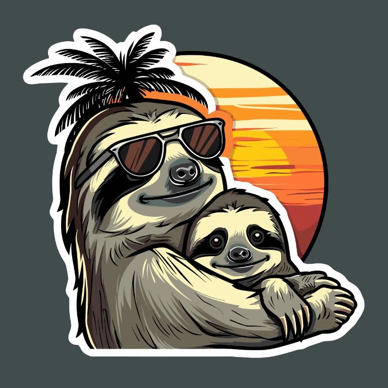 Sloth Dad Son Sloths Fathers Lazy Sleeping