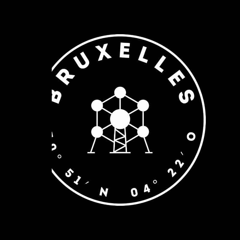 Brussels with Atomium and coordinates