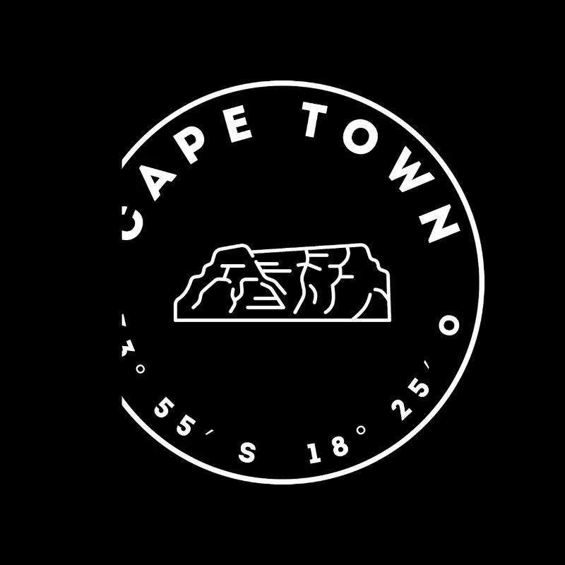 Cape Town with Table Mountain and coordinates