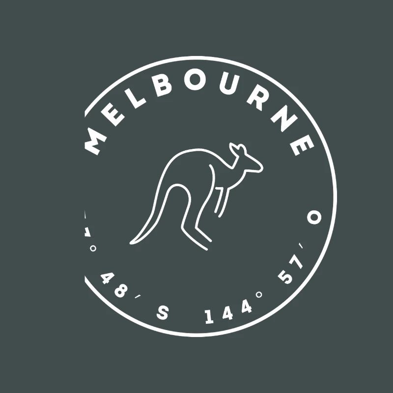 Melbourne with kangaroo and coordinates