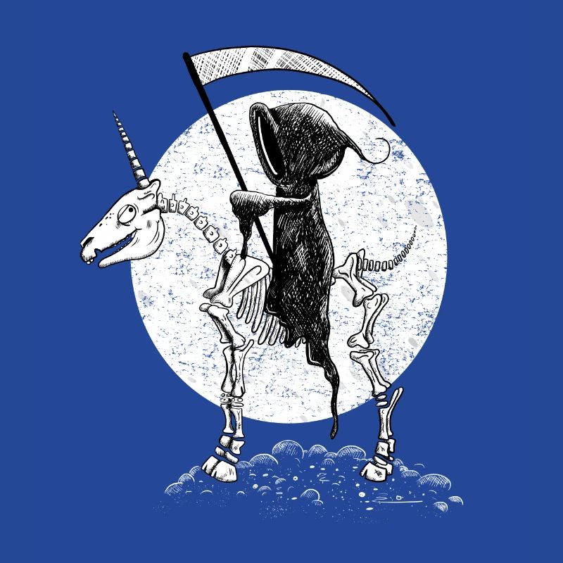 Halloween Einhorn Skelett Mit Reitendem Sensenmann