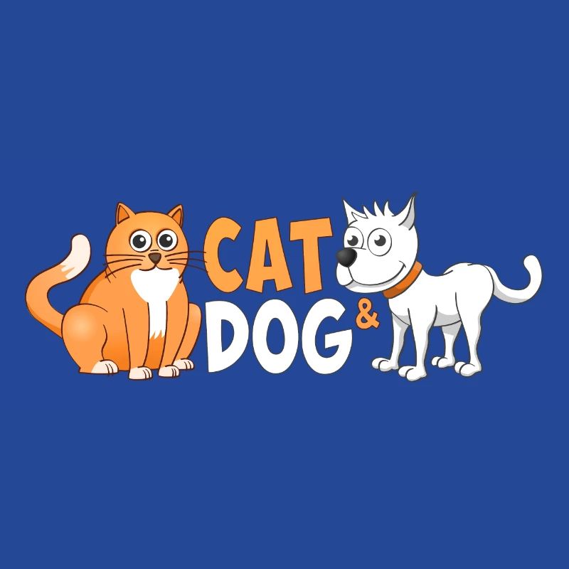 Fröhliches Bild einer Katze und eines Hundes.