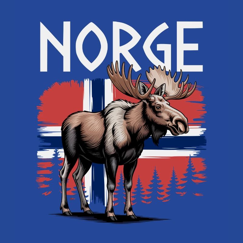 Norge Moose devant le drapeau norvégien Forest Design