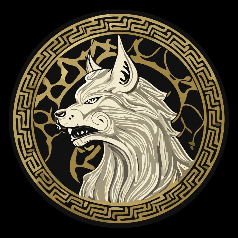 Valhalla Wolf Wolves Odin's Runes Norse Compass