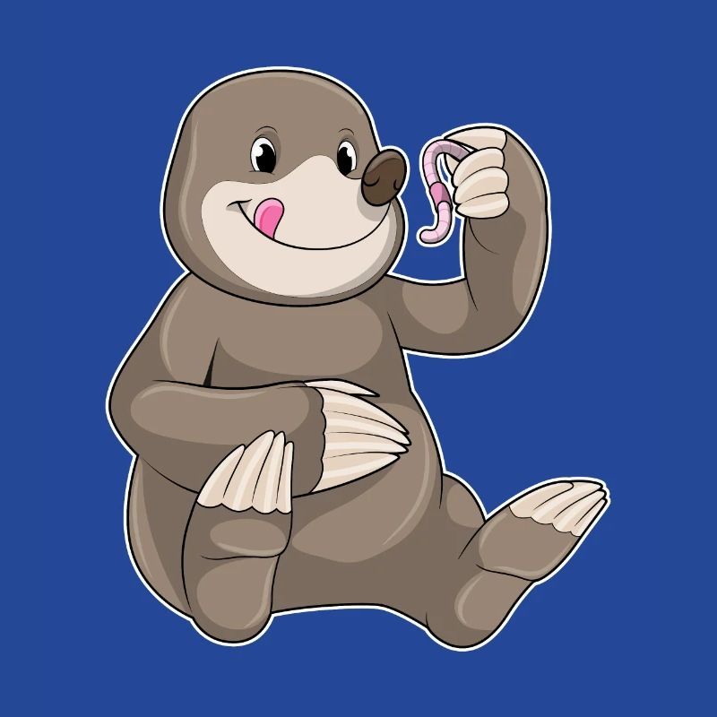 Mole with earthworm