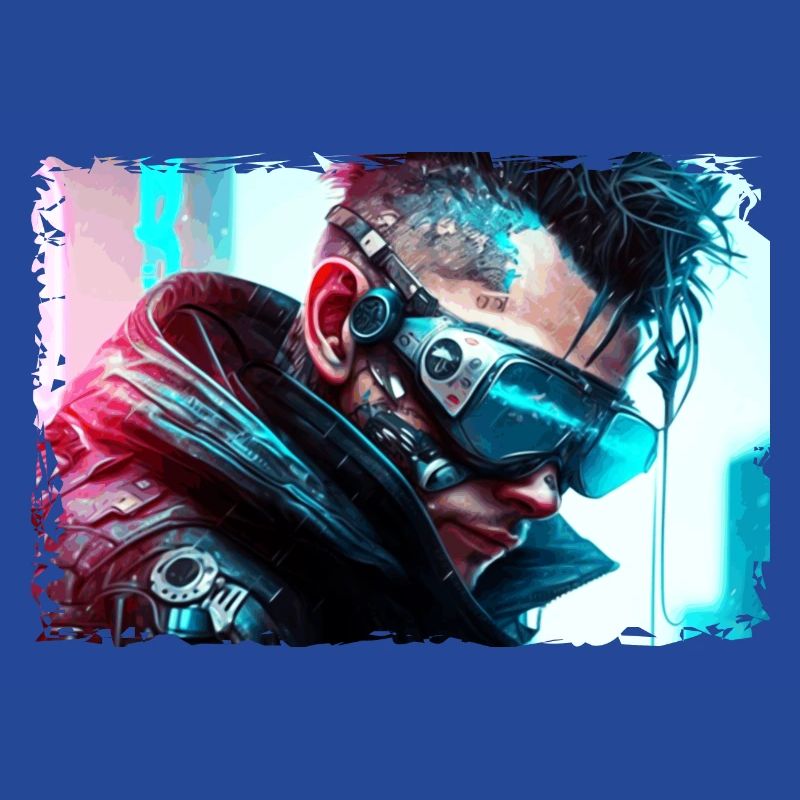 Cyber Soldat oder Punk in Neon Sci-Fi Manier