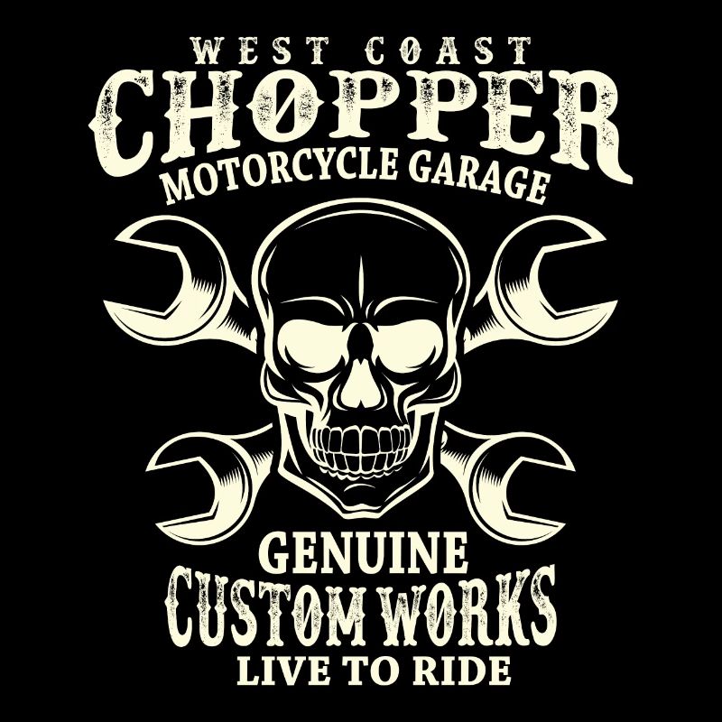 Skull Biker Saying West Coast Chopper