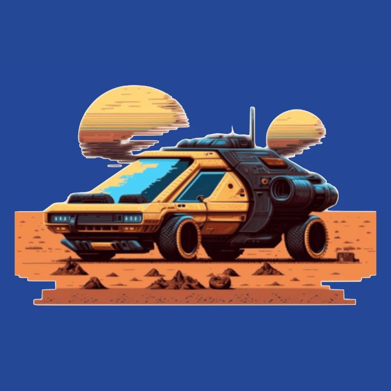 Car on Mars dans un look de jeu vidéo rétro 8 bits