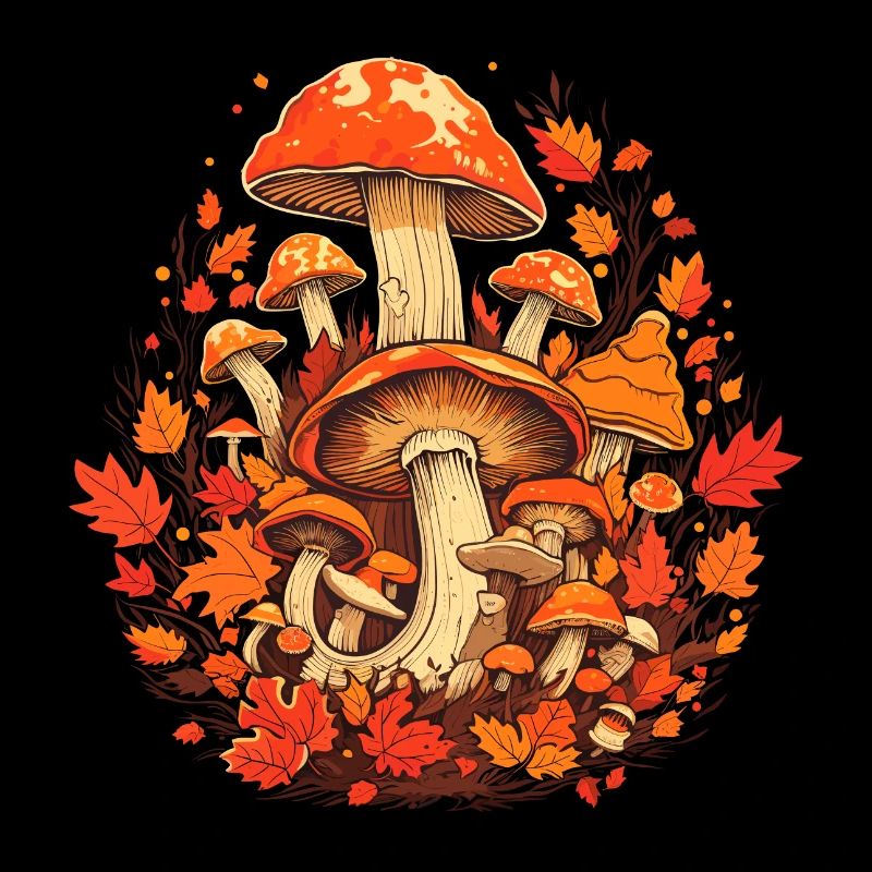 Champignons Feuillage d’automne Cottage Core