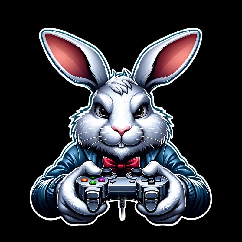 Bunny Rabbit Gamer Nerd de jeu