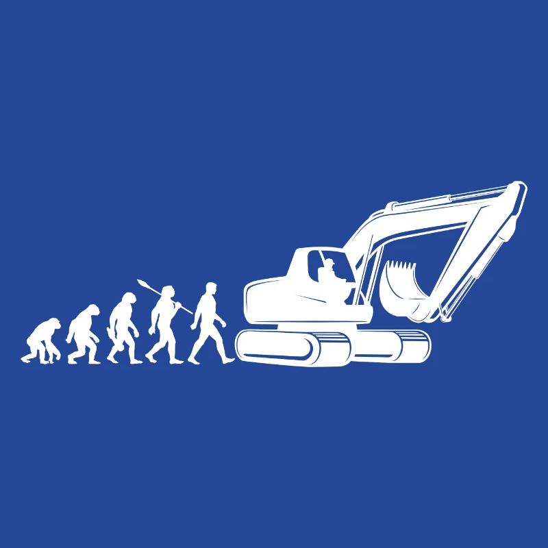 Evolution - driving an excavator - construction site, construction worker