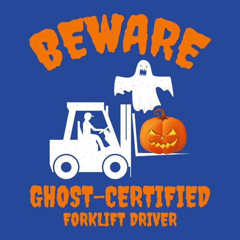 Halloween Ghost Forklift Operator Pumpkin Funny