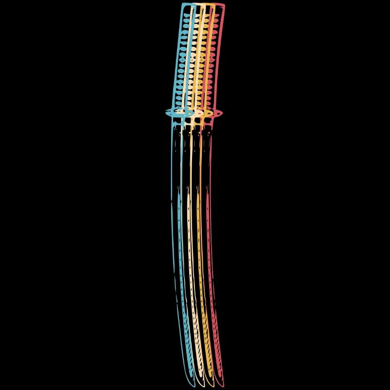 Samurai Japan Katana Ninja Sword rétro Vector 2