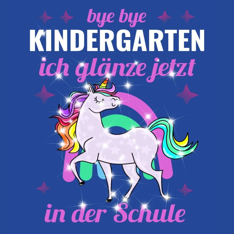 Bye Bye Kindergarten Glitzer Einhorn Einschulung