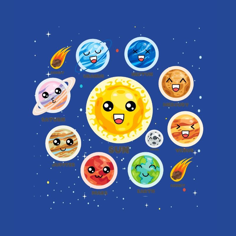 Solar System Planets Science Cute Realistic Space