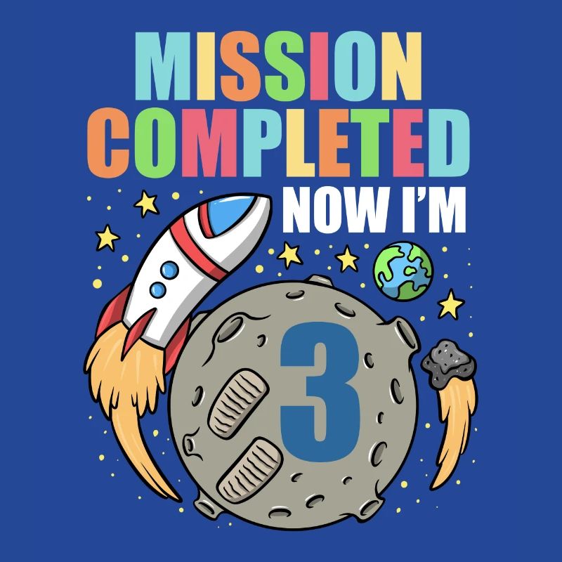 Space Birthday 3 Astronaut Planets Rocket Ship
