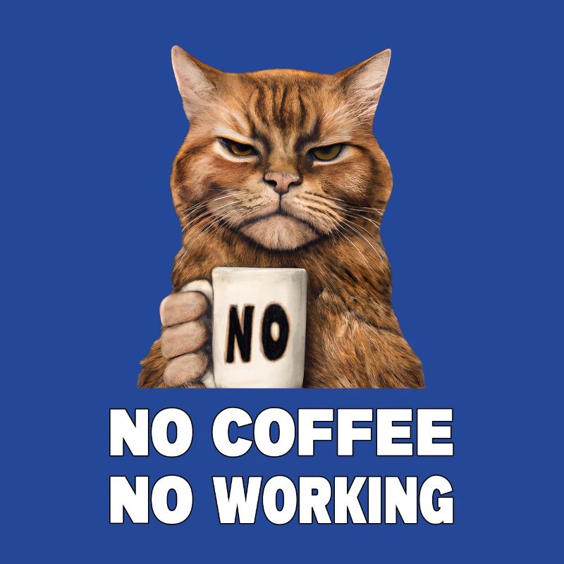 no coffee no working. Grumpy Funny Cat