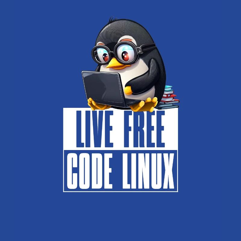Live Free Code Linux Nerd Tux Nerdy Penguin Coding