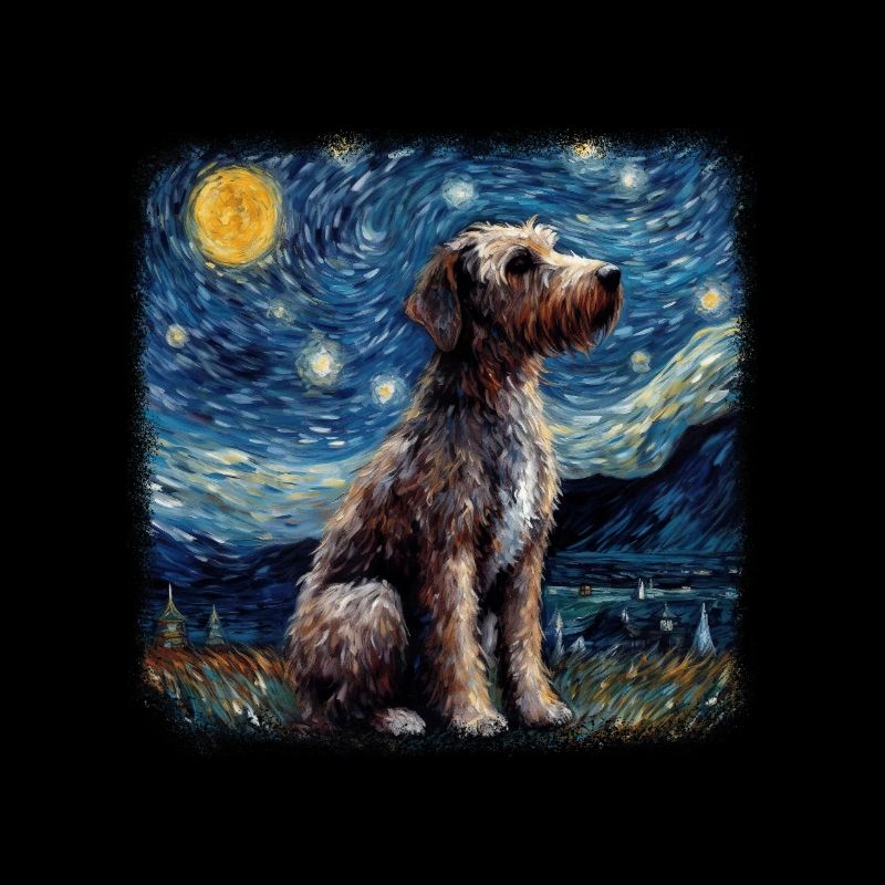 German Wirehaired Pointer Van gogh starry night