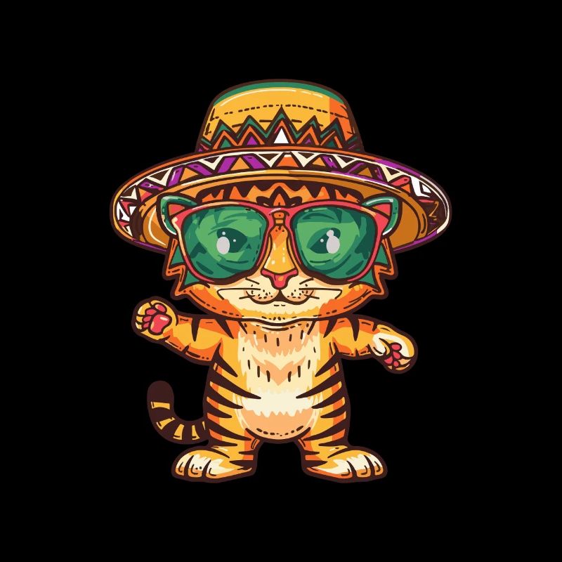 Tiger Comic Funny Sombrero