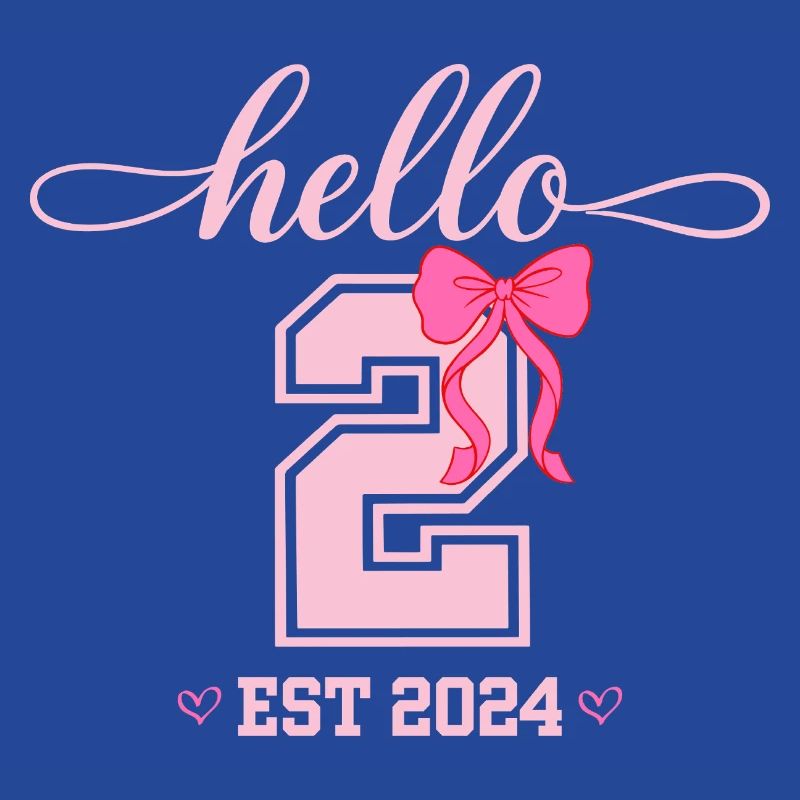 Hello 2 Est 2024 Pink Bow Design