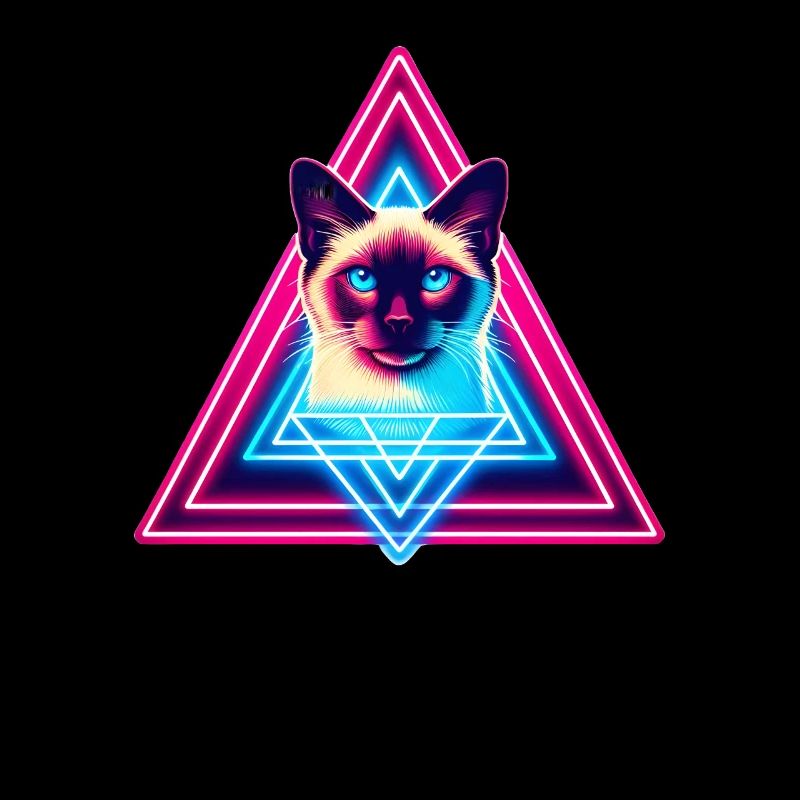 Siamese cat in 80s style triangle