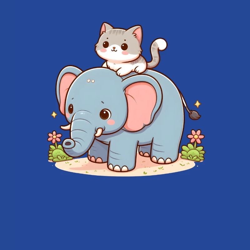 Le chat monte à dos d’éléphant