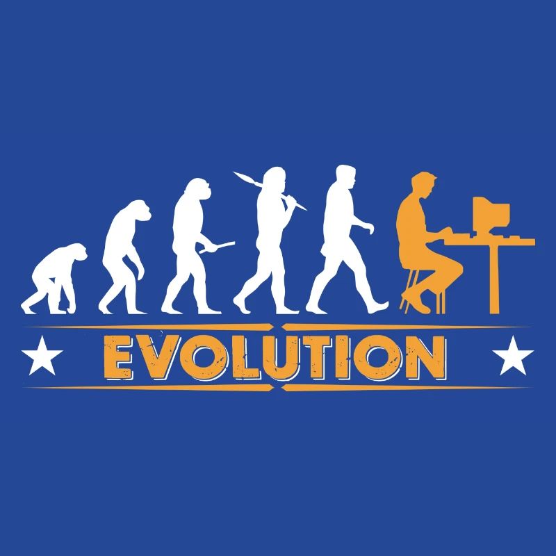 Computer Nerd Evolution - orange/weiss